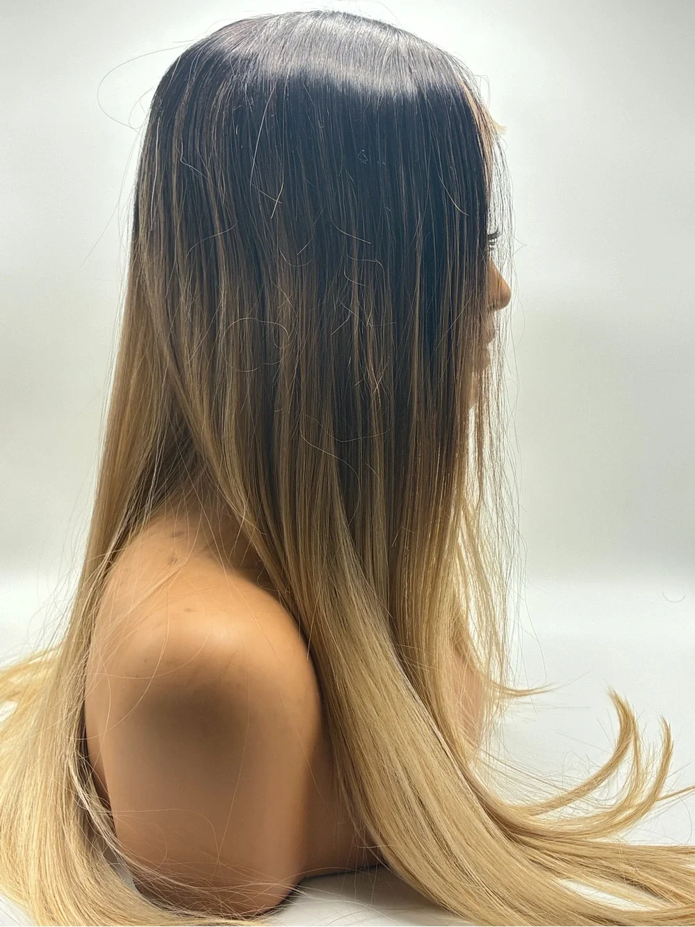 Blended Ombre Lace Front Wig - Black to Blonde. Synthetic